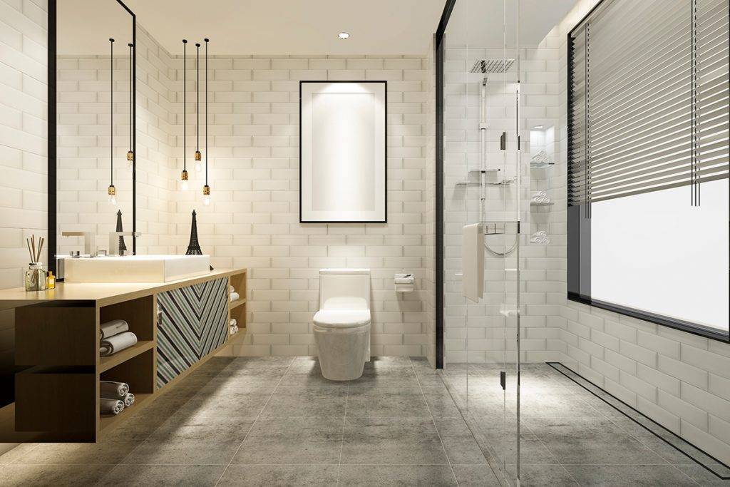 Rendering Modern Bathroom With Luxury Tiles